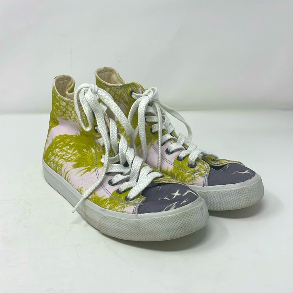 Free People Green Pink Inkkas Lace-Up High-Top Sneakers Size 7